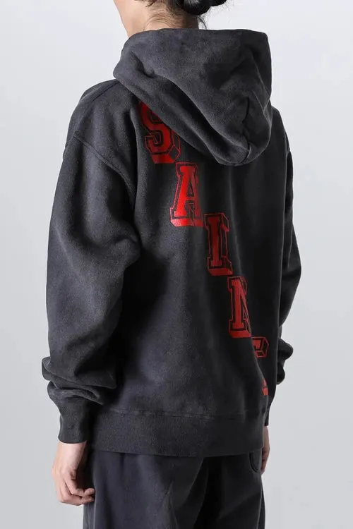 SAINT Mxxxxxx ANGEL HOODIE/BLK Angel Rebirth Crack Printed Retro Distressed Hoodie Assute dyeing, full-length spray-on fade, heavy fermentation wash, NEW VINTAGE texture, factory four-needle and six-thread workmanship, boneless patchwork, more comfortable to wear, genuine level crack print/accessories restored